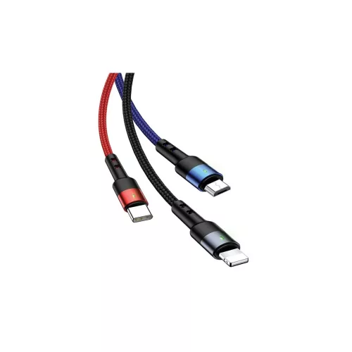 USAMS kábel pleciony U26 3w1 0.35m 2A Fast Charge (lightning/microUSB/USB-C) SJ410USB01 (US-SJ410)