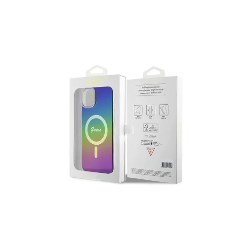 Guess GUHMP15SHITSK iPhone 15 / 14 / 13 6,1" keménytok készülékekhez IML Iridescent MagSafe szivárványos