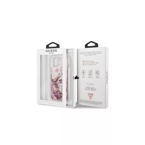 Guess GUHCP13SLGPEPI kemény tok iPhone 13 mini 5,4" készülékhez Peony Liquid Glitter rózsaszín