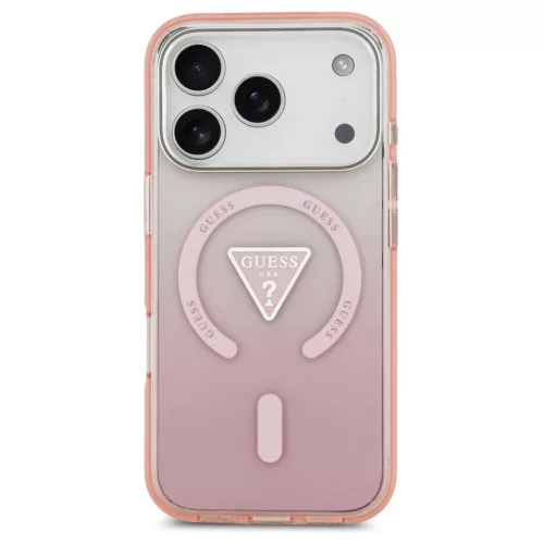 Guess IML Gradient Triangle Logo MagSafe tok iPhone 17 Pro készülékhez rózsaszín
