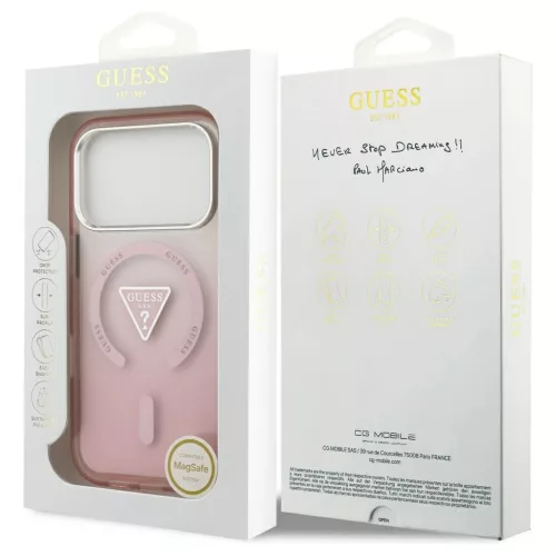 Guess IML Gradient Triangle Logo MagSafe tok iPhone 17 Pro készülékhez rózsaszín