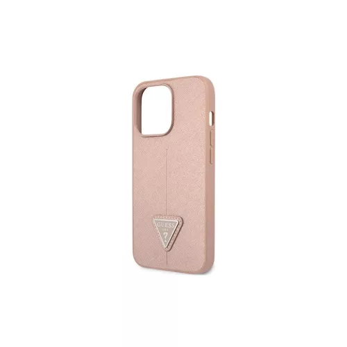 Guess GUHCP13LPSATLP iPhone 13 Pro / 13 6,1" készülékhez kemény tok SaffianoTriangle Logo rózsaszín