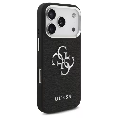 Guess Grained Big 4G Classic Logo tok iPhone 17 Pro készülékhez fekete