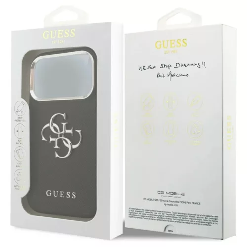 Guess Grained Big 4G Classic Logo tok iPhone 17 Pro készülékhez fekete