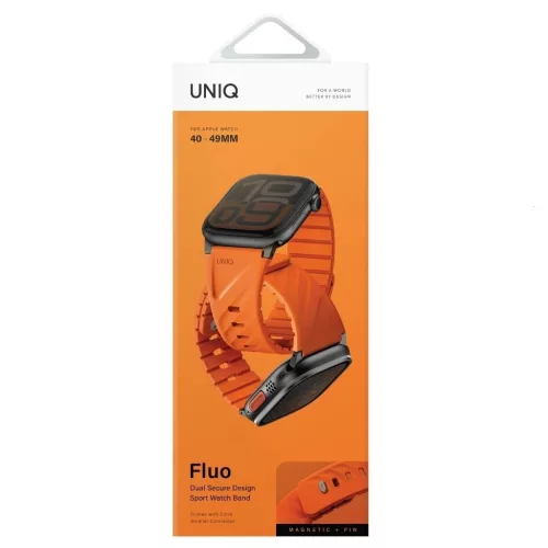 Szíj UNIQ Fluo Apple Watch 49/46/45/44/42/41/40mm készülékhez Magnetic narancs