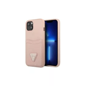   Guess GUHCP13MPSATPP iPhone 13 / 14 / 15 6.1" készülékhez kemény tok SaffianoTriangle Logo Cardslot rózsaszín