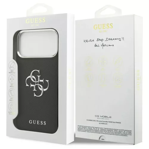 Guess tok Grained Big 4G Classic Logo iPhone 17 Pro Max készülékhez fekete