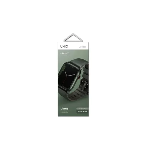 UNIQ Linus Strap Apple Watch Series 1-8/SE/SE2/SE3/Ultra/2/3 készülékhez 42/44/45/49mm Airosoft Silicone zöld