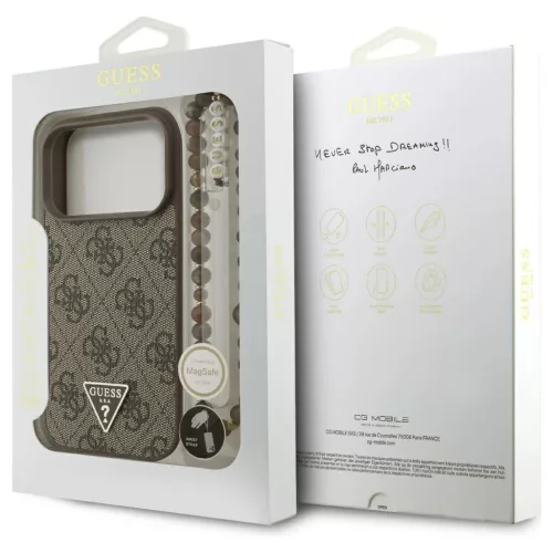 Guess 4G Strap Triangle Logo MagSafe tok iPhone 17 Pro készülékhez barna
