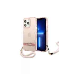   Guess GUHCP13XHTSGSP iPhone 13 Pro Max 6,7 készülékhez kemény tok Translucent Stap rózsaszín