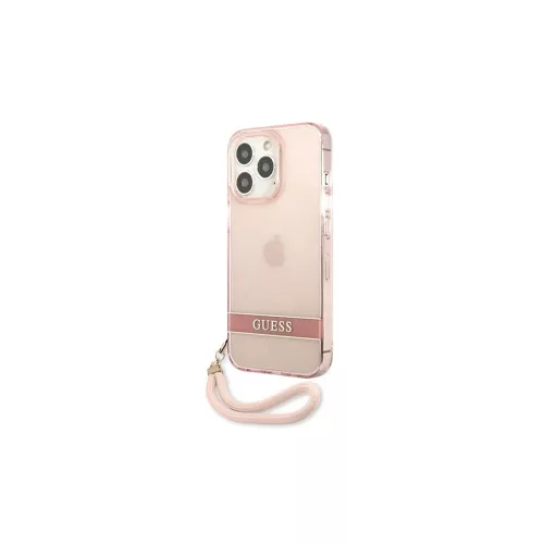 Guess GUHCP13XHTSGSP iPhone 13 Pro Max 6,7 készülékhez kemény tok Translucent Stap rózsaszín
