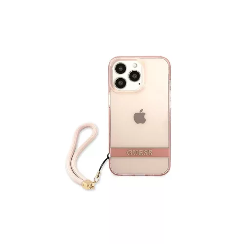 Guess GUHCP13XHTSGSP iPhone 13 Pro Max 6,7 készülékhez kemény tok Translucent Stap rózsaszín