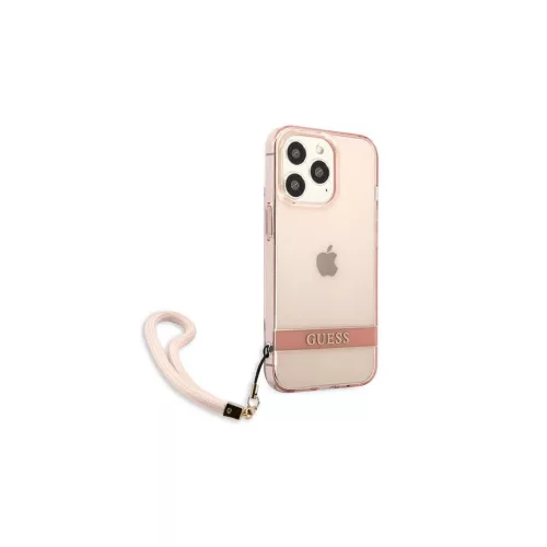 Guess GUHCP13XHTSGSP iPhone 13 Pro Max 6,7 készülékhez kemény tok Translucent Stap rózsaszín