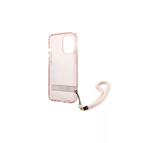 Guess GUHCP13XHTSGSP iPhone 13 Pro Max 6,7 készülékhez kemény tok Translucent Stap rózsaszín
