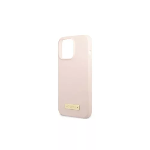 Guess GUHMP13LSPLP iPhone 13 Pro / 13 6,1" készülékhez kemény tok Silicone Logo Plate MagSafe rózsaszín