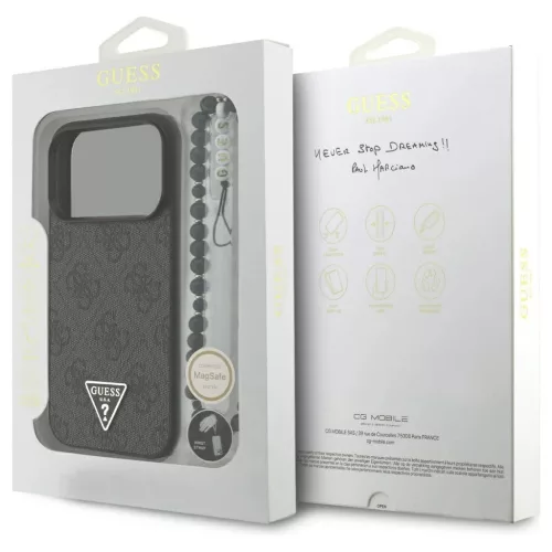 Guess 4G Strap Triangle Logo tok – MagSafe, iPhone 17 Pro készülékhez, fekete