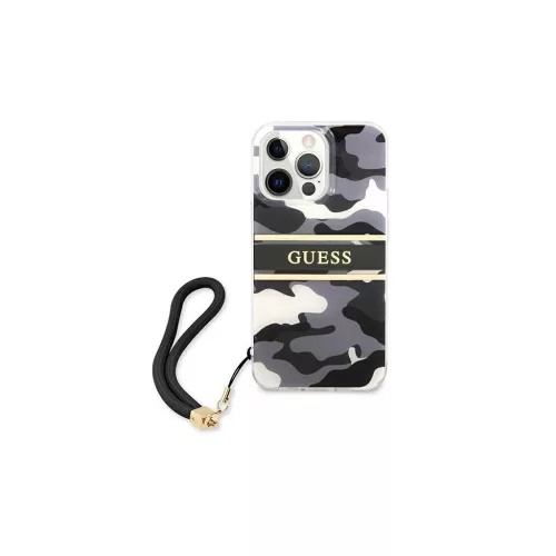 Guess GUHCP13XKCABBK iPhone 13 Pro Max 6,7" készülékhez keménytok Camo Strap Collection fekete