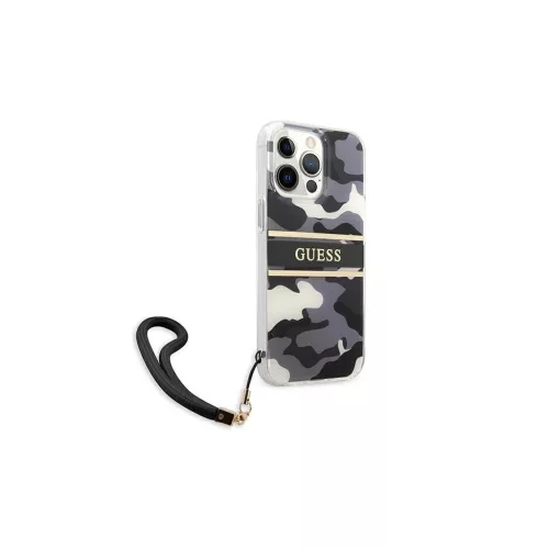Guess GUHCP13XKCABBK iPhone 13 Pro Max 6,7" készülékhez keménytok Camo Strap Collection fekete