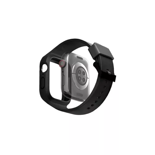 UNIQ Monos Strap 2in1 Apple Watch pánt + tok Apple Watch Series 4/5/6/7/8/SE/SE2/SE3 44/45mm készülékhez éjfélfekete