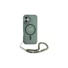 Guess GUHMP16SHGCRELSA iPhone 16 6.1 készülékhez kemény tok IML Glitter With Pearl Strap MagSafe zöld