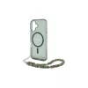 Guess GUHMP16SHGCRELSA iPhone 16 6.1 készülékhez kemény tok IML Glitter With Pearl Strap MagSafe zöld