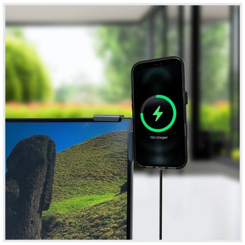 Mágneses tartó 4smarts Screen Mount Qi2 monitor tartó okostelefonhoz szürke