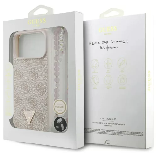 Guess 4G Strap Triangle Logo tok MagSafe az iPhone 17 Pro Max készülékhez rózsaszín