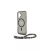 Guess GUHMP16SHGCRELSK iPhone 16 6.1" készülékhez kemény tok IML Glitter With Pearl Strap MagSafe fekete