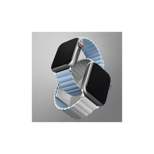 UNIQ Revix Strap Apple Watch Series 1-9/SE/SE2/SE3 készülékhez szíj 38/40/41mm fordítható mágneses fehér-kék
