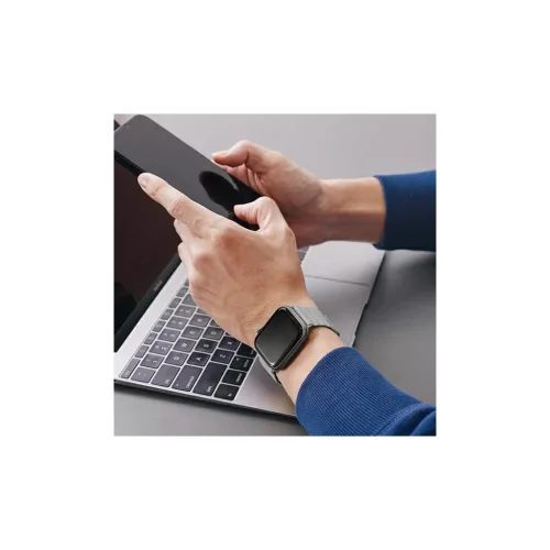 UNIQ Revix Strap Apple Watch Series 1-9/SE/SE2/SE3 készülékhez szíj 38/40/41mm fordítható mágneses fehér-kék