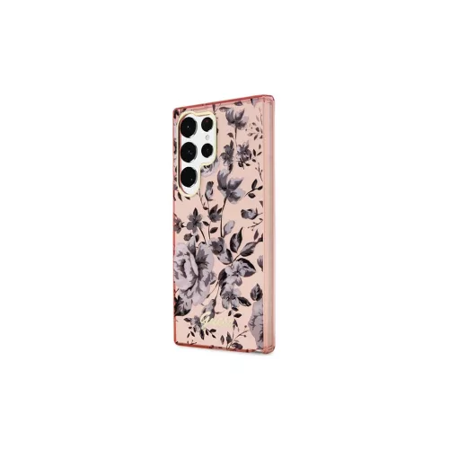 Guess GUHCS23LHCFWSP S23 Ultra S918 készülékhez kemény tok Flower Collection rózsaszín