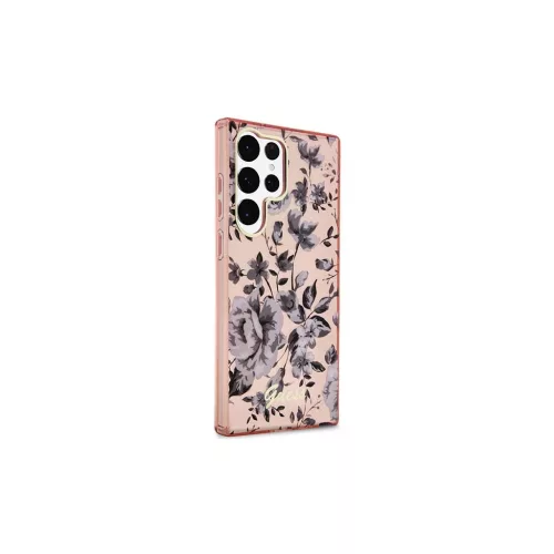 Guess GUHCS23LHCFWSP S23 Ultra S918 készülékhez kemény tok Flower Collection rózsaszín