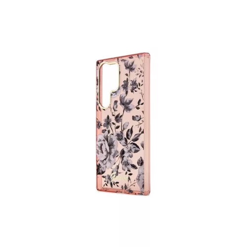 Guess GUHCS23LHCFWSP S23 Ultra S918 készülékhez kemény tok Flower Collection rózsaszín