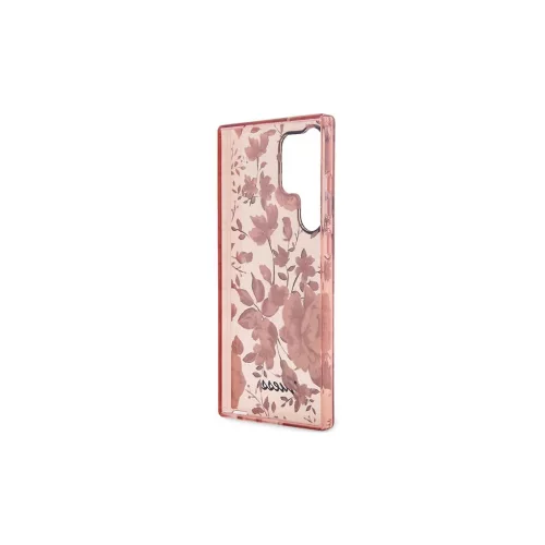 Guess GUHCS23LHCFWSP S23 Ultra S918 készülékhez kemény tok Flower Collection rózsaszín