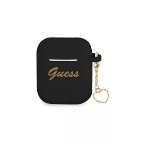   Guess GUA2LSCHSK AirPods tok készülékhez Silicone Charm Heart Collection fekete