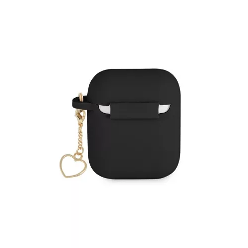 Guess GUA2LSCHSK AirPods tok készülékhez Silicone Charm Heart Collection fekete