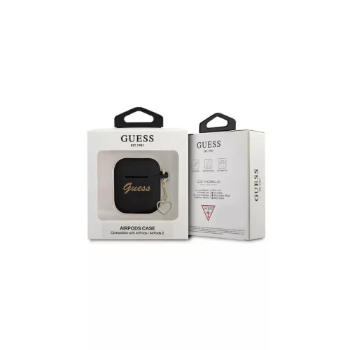 Guess GUA2LSCHSK AirPods tok készülékhez Silicone Charm Heart Collection fekete