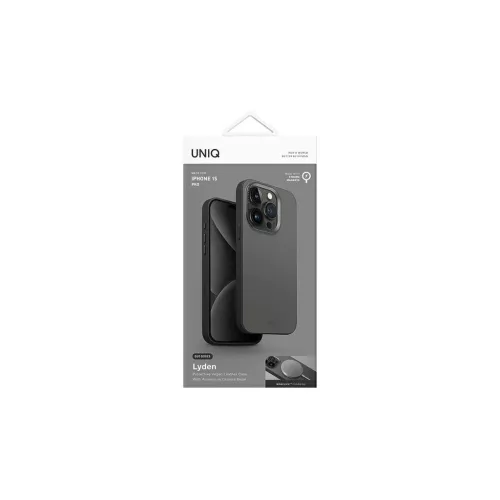 UNIQ Lyden DS Magclick töltőtok iPhone 15 Pro 6.1 készülékhez szürke-fekete