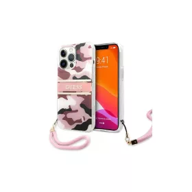  Guess GUHCP13XKCABPI iPhone 13 Pro Max 6,7" készülékhez keménytok Camo Strap Collection rózsaszín