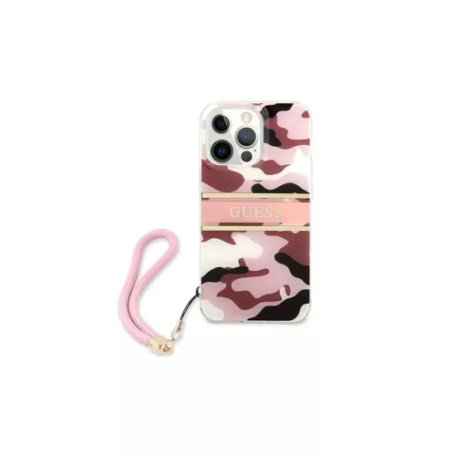 Guess GUHCP13XKCABPI iPhone 13 Pro Max 6,7" készülékhez keménytok Camo Strap Collection rózsaszín