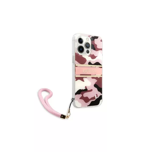 Guess GUHCP13XKCABPI iPhone 13 Pro Max 6,7" készülékhez keménytok Camo Strap Collection rózsaszín