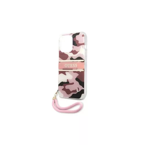 Guess GUHCP13XKCABPI iPhone 13 Pro Max 6,7" készülékhez keménytok Camo Strap Collection rózsaszín
