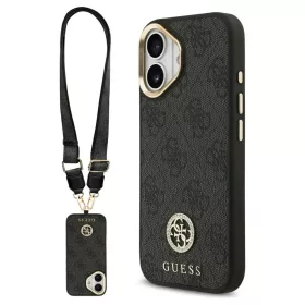   Guess 4G Strass Logo & Big Strap Metal Buttons MagSafe tok iPhone 17 készülékhez fekete