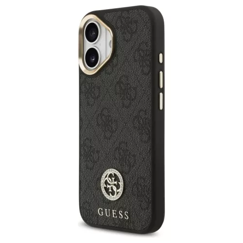 Guess 4G Strass Logo & Big Strap Metal Buttons MagSafe tok iPhone 17 készülékhez fekete