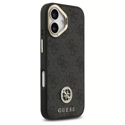 Guess 4G Strass Logo & Big Strap Metal Buttons MagSafe tok iPhone 17 készülékhez fekete