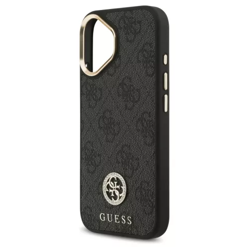 Guess 4G Strass Logo & Big Strap Metal Buttons MagSafe tok iPhone 17 készülékhez fekete