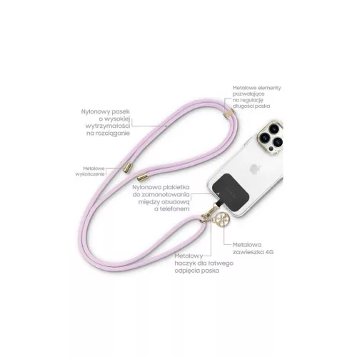 Guess GUOUCNMG4EU Univerzális CBDY kábelpánt nylon 4G Metal Charm lila