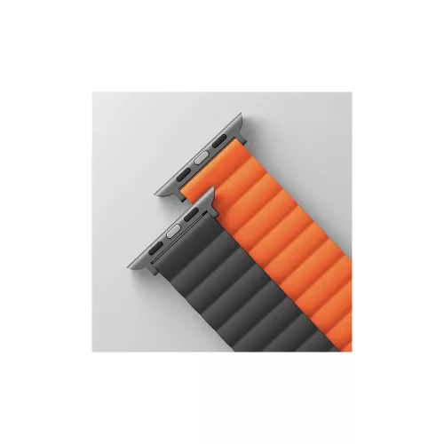 UNIQ Revix Strap AppleWatch Series1-9/SE1/2/3/Ultra2/3 készülékhez 42/44/45/49mm fordítható mágneses szürke–narancssárga