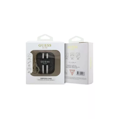 Guess GUA2P4RPSK AirPods 1/2 tok AirPods 1/2 készülékhez 4G Printed Stripes Charm fekete