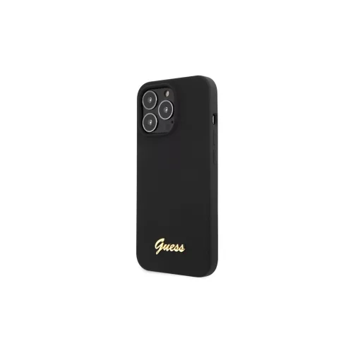 Guess GUHCP13XLSLMGBK iPhone 13 Pro Max 6.7" készülékhez kemény tok Silicone Script Gold Logo fekete